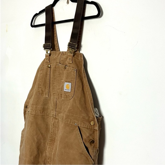 Carhartt Vintage Overalls Dungarees Duck Double Knee Workwear 42x30 Made in USA - Picture 4 of 5
